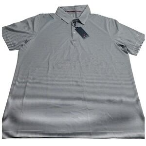 NEW Michel Rouen Performance Striped Polo Size XL Navy‎ White NWT